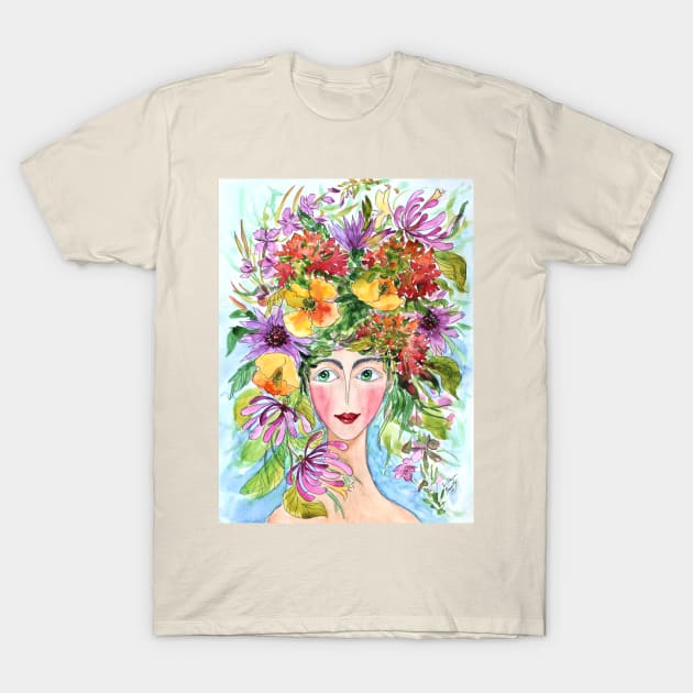 Summer Fairy Watercolor Painting T-Shirt by SvitlanaProuty